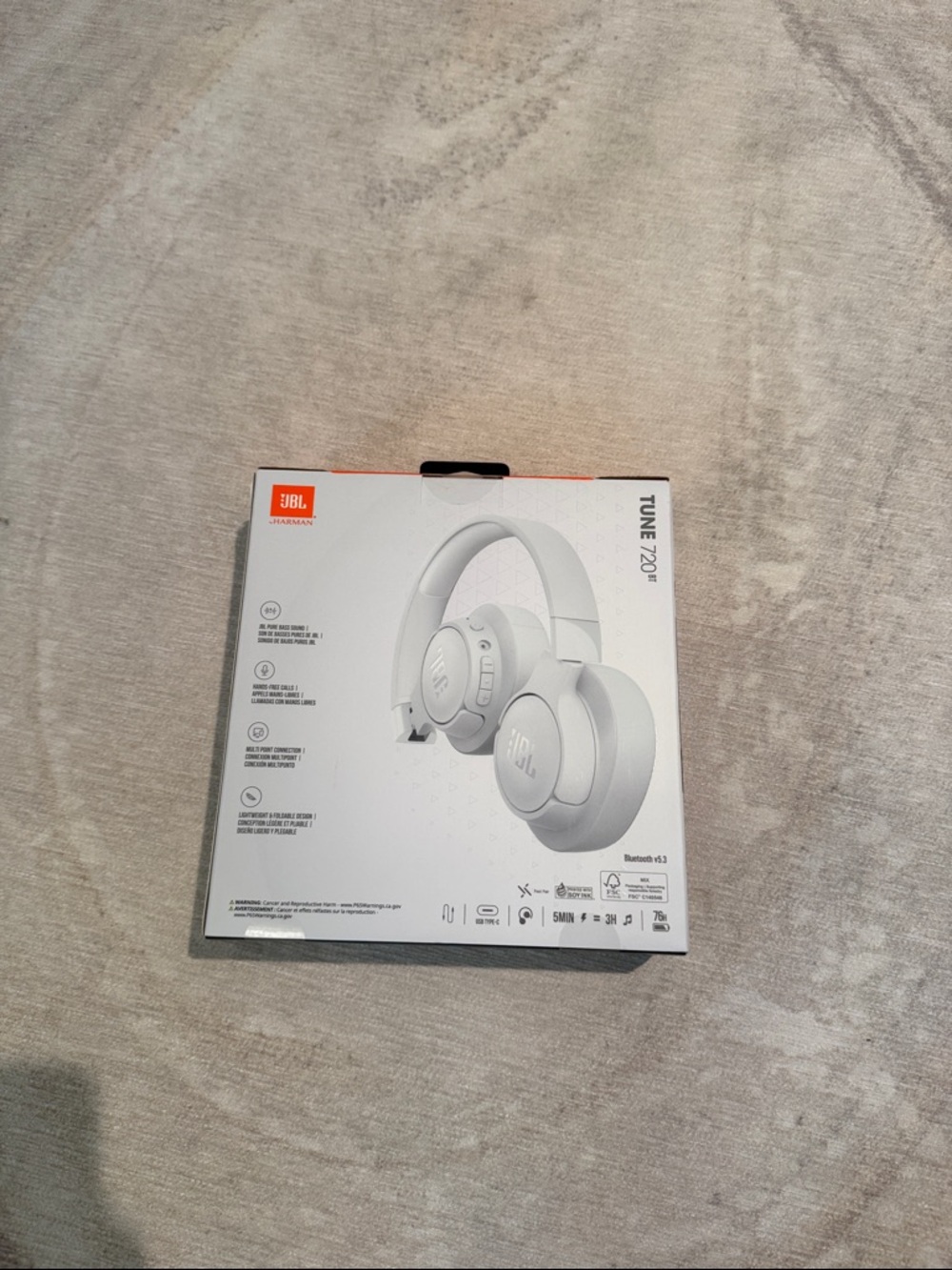 JBL Tune 720BT On-Ear Headphones - White - Picture 2 of 2